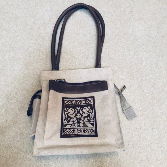 No brand / Not sure Handbags - Jute Cottage Natural Fiber Stamped Bag